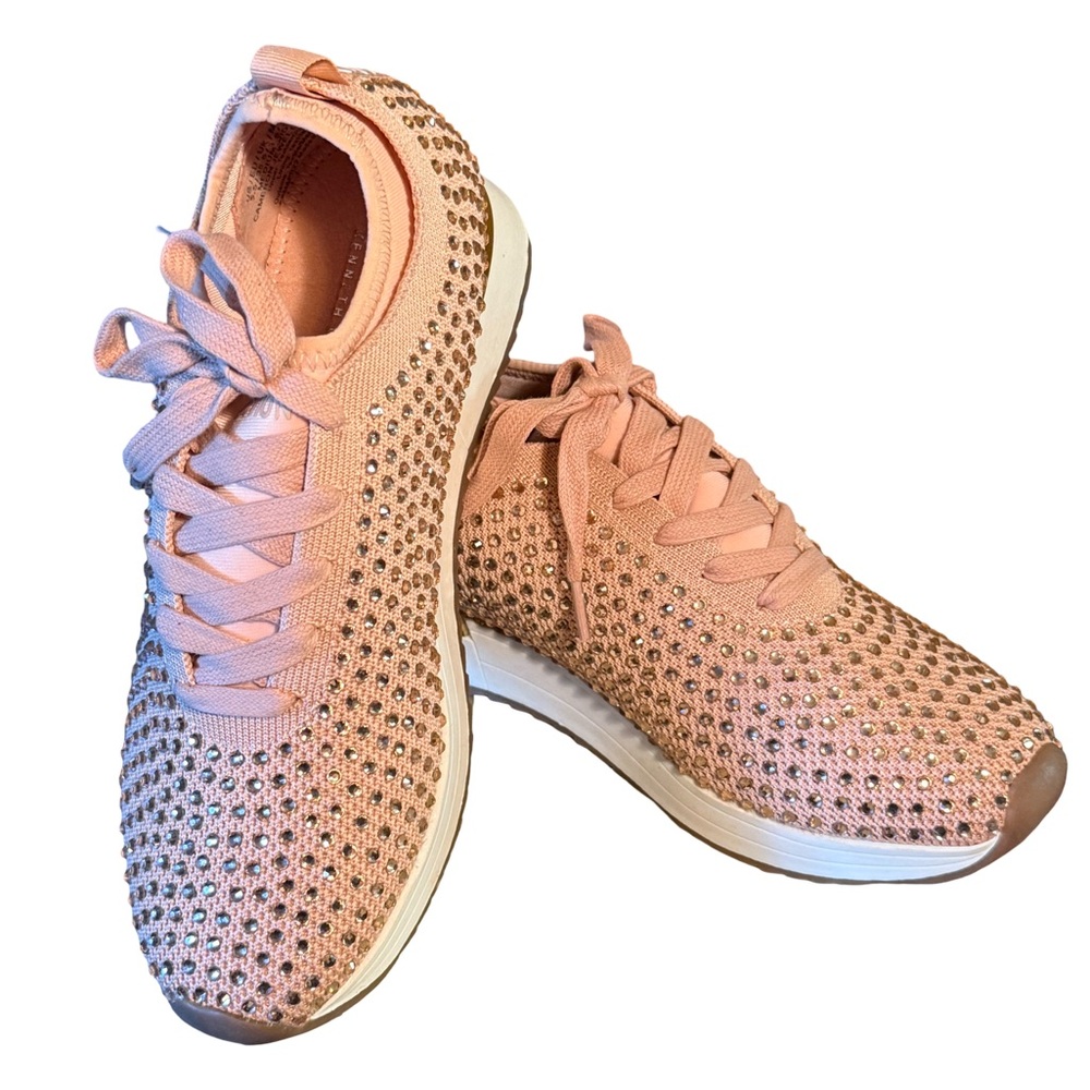 Kenneth Cole NWT Women's Stunning Pink Knit Rhinestone Bling Sneakers (SH217) - Picture 2 of 12